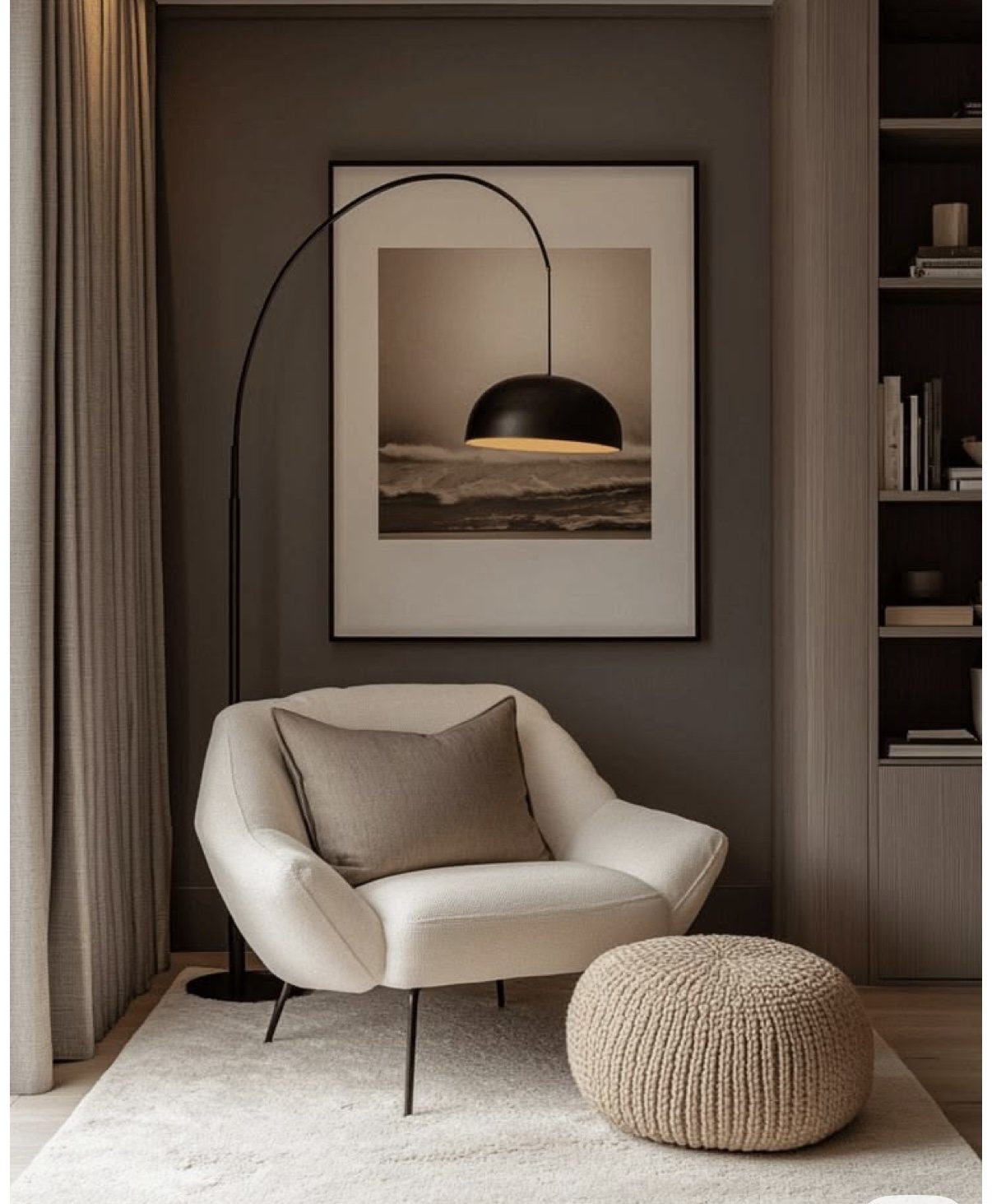 Fauteuil cosy sous une lampe douce